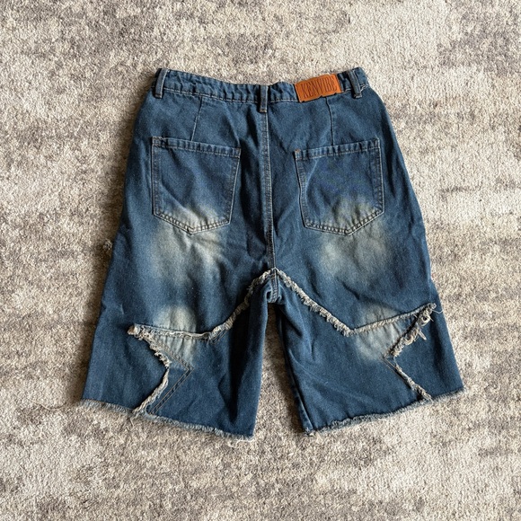 Y2K Kenvibe Starpatch Denim Distressed Baggy Streetwear Oversized Jorts - Picture 4 of 9